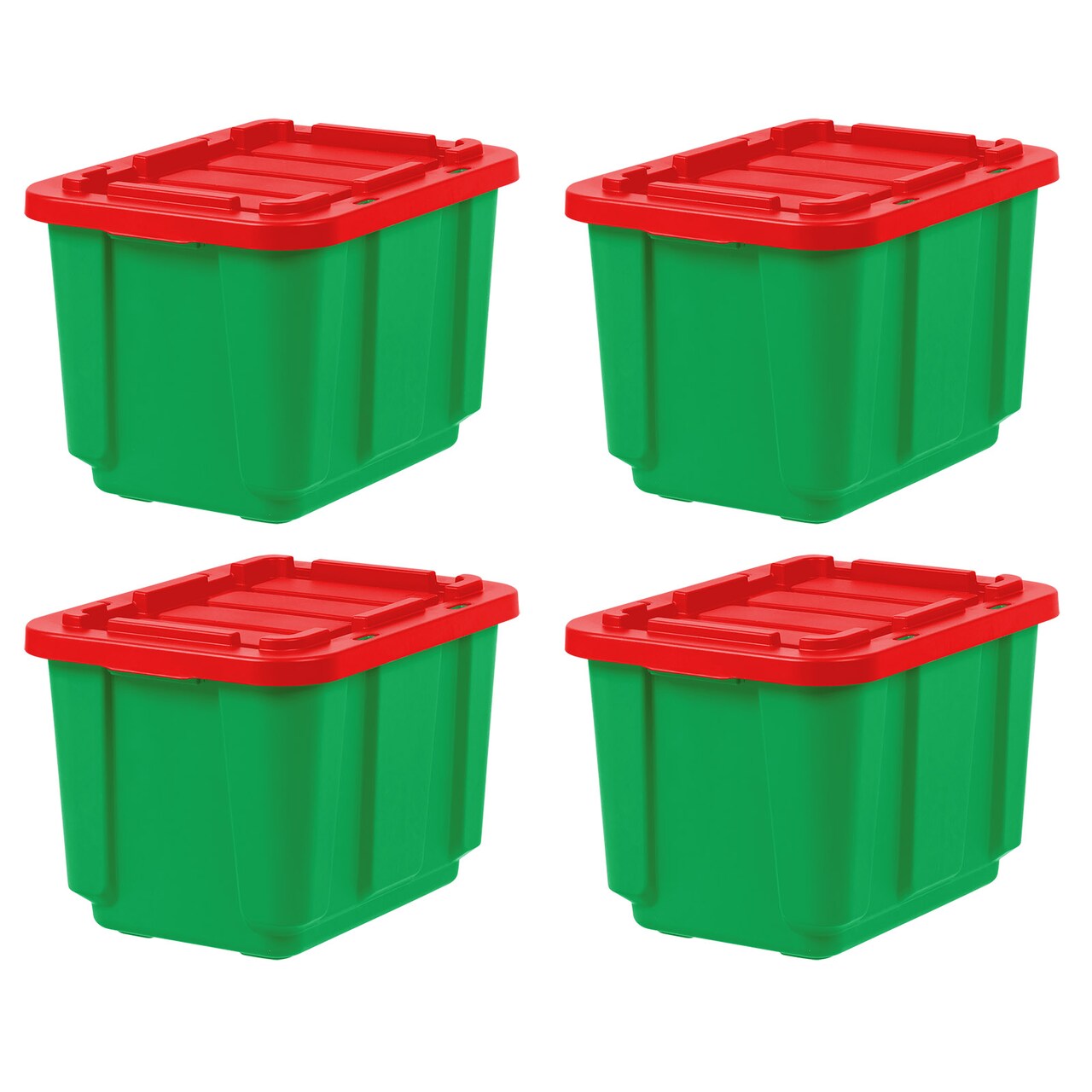 IRIS Christmas Plastic Storage Bins with Lids and Secure Latching Buckles, Holiday Red